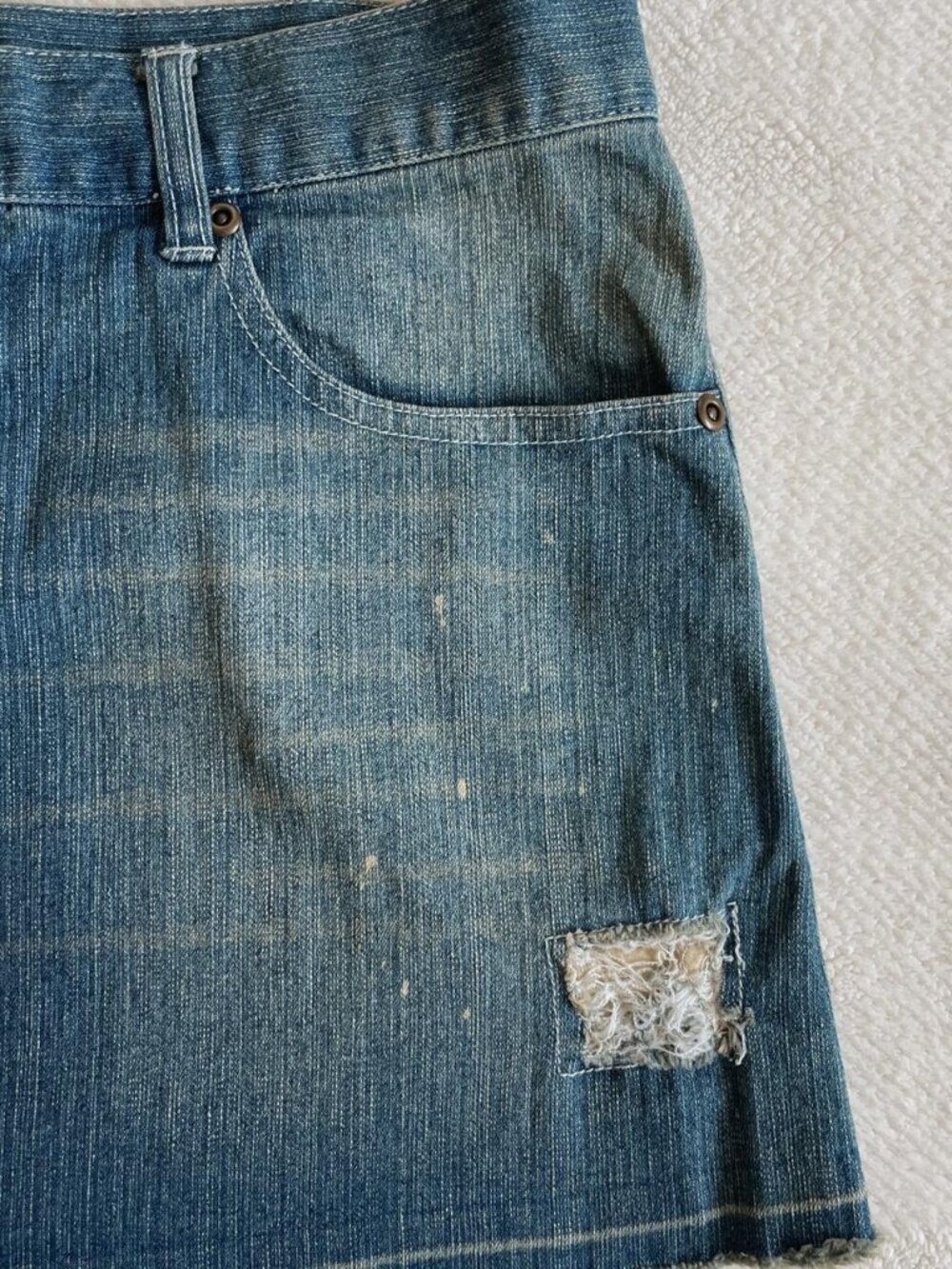 Y2K Don Ruciano Denim Patchwork Mini Skirt Casual Festival Size XL - Picture 6 of 6